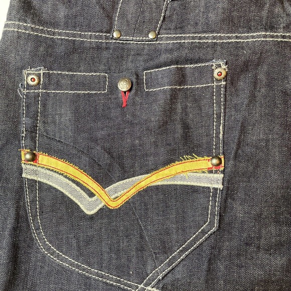 Parish Nation E 506 Baggy Jean Denim Shorts Men's 44 Red Button Fly Relaxed Fit - Picture 11 of 13